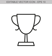 Trophy Cup. Editable stroke line icon. Vector illustration