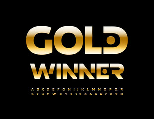 Naklejka na ściany i meble Vector elite Sign Gold Winner. Chic Modern Font. Original Alphabet Letters and Numbers