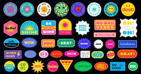 Foto op Canvas Sticker Pack. Collection of trendy pins. Set of cool patches vector design. Abstract retro badges. © t1m0n344