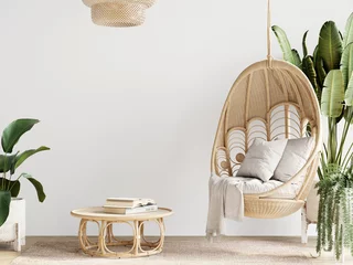 Fototapete Boho boho interior mockup, cozy living room  © VNmockup