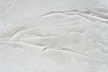 The White Painted Canvas Texture With Brush And Palette Knife Large Strokes For Arcitecture Modern Backgrounds. Closeup. View Above.