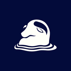 Modern, Minimalist Buffalo Wallowing Logo Vector Illustration