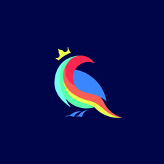 Colorful, Playful, Smart, Modern, Bird And Crown Vector Logo Illustration