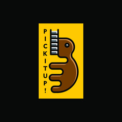 Flat, Colorful, Playful, Smart, Modern, Electric Guitar Vector Logo Icon Illustration