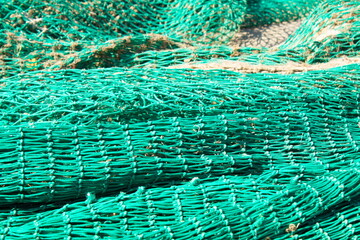 Colorful fishing nets ready to be shipped and used at sea