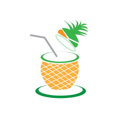 Pineapple drinking straw Free Vector