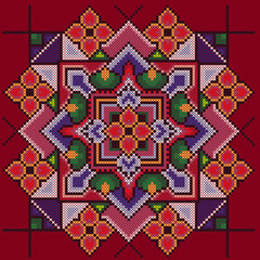 Cross stitch embroidery, national Ukrainian pattern, ornament, vector.