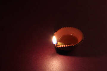 Earthen Lamps (diya) on Diwali festival in India.