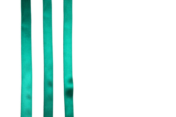 Green ribbon isolated on white background.