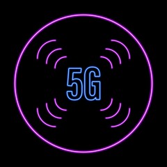 5g neon sign, modern glowing banner design, colorful modern design trend on black background. Vector illustration.