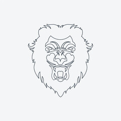 Monochrome Lion Head Tatto Outline Vector Illustration