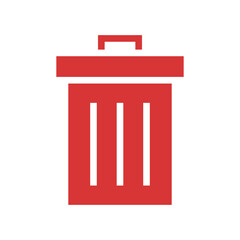 Trash can vector icon. Red symbol