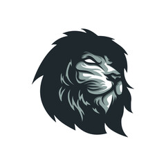 Monochrome Lion Head Mascot Brand Identity Logo Vector Illustration