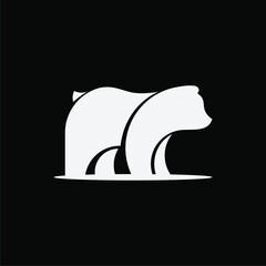 Monochrome Flat Polar Bear Brand Identity Logo Illustration