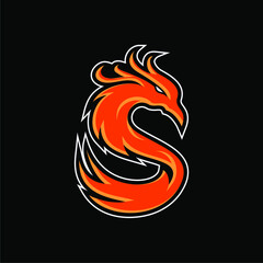 Letter S Phoenix Bird Sport Mascot And Logo Vector Illustration