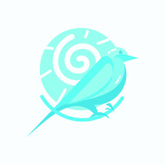 Flat Cute Blue Bird Education Brand Identity Logo Vector Illustration