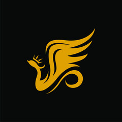 Modern, Luxury, Elegance Golden Swan With Crown Brand Identity Logo Vector