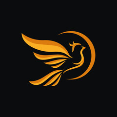 Professional Golden Bird And Moon Business Company Brand Identity Logo