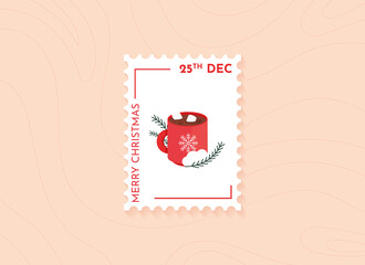 Christmas postage stamps. Colorful vector illustration. Flat design 