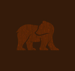 Authentic  Brown Bear Silhouette Wood Pattern Illustration