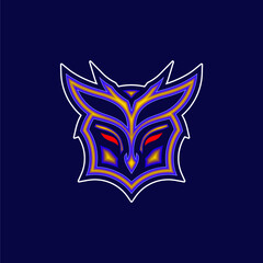Purple Neon Colored 3D Style Owl Mask Vector Symbol