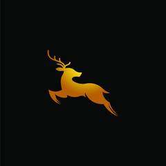 Abstract Gold Coloured Jumping Deer Silhouette Looking The Back