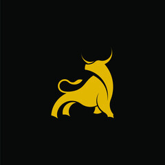 Minimalist, Simple, Elegant, Abstract Golden Bull Silhouette Business Logo Element Template Vector