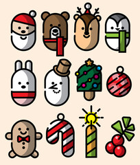Happy Christmas cartoon festive christmas clipart elements collection
