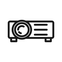vector projector black and white line icon illustration