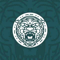 Vintage Premium Tiger Round Badge Logo