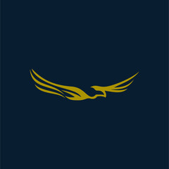 Abstract Gold Colored Eagle Hawk Flying Business And Industry, media logo Vector