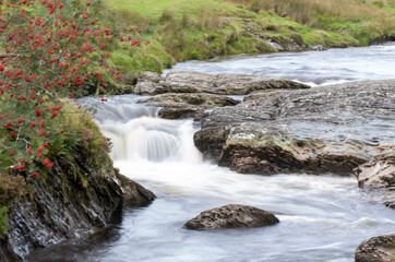 Water flowing over rocks