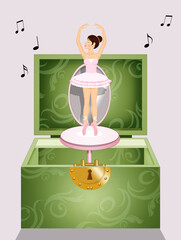 illustration of music box set