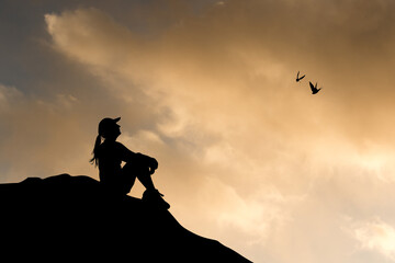 girl looks at the view