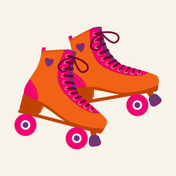 Bright retro roller skates. Vector illustration.