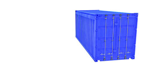 Shipping container, isolated in an angle view with copy space.