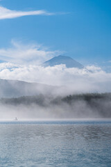 早朝の富士山と西湖
