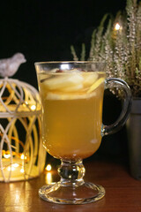 mulled white wine with apples and spices.