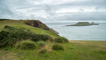 The Worms Head, coastal landmark in South Wales UK