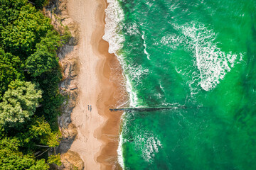 Wonderful blue waves on Batlic sea. Tourism at the Sea.