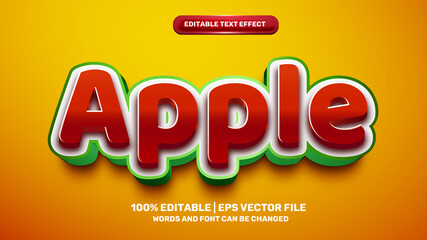 Apple fruits editable text effect comic cartoon kids funny style