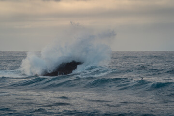 Seascape. waves beating on the rocks at El Altillo. Moya. Gran Canaria. Canary Islands. spain