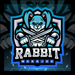 Rabbit warrior mascot. esport logo design