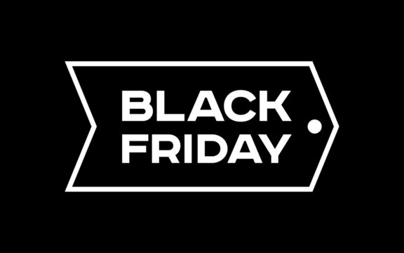 Black Friday Sale tag. White label
print on dark background. Vector design