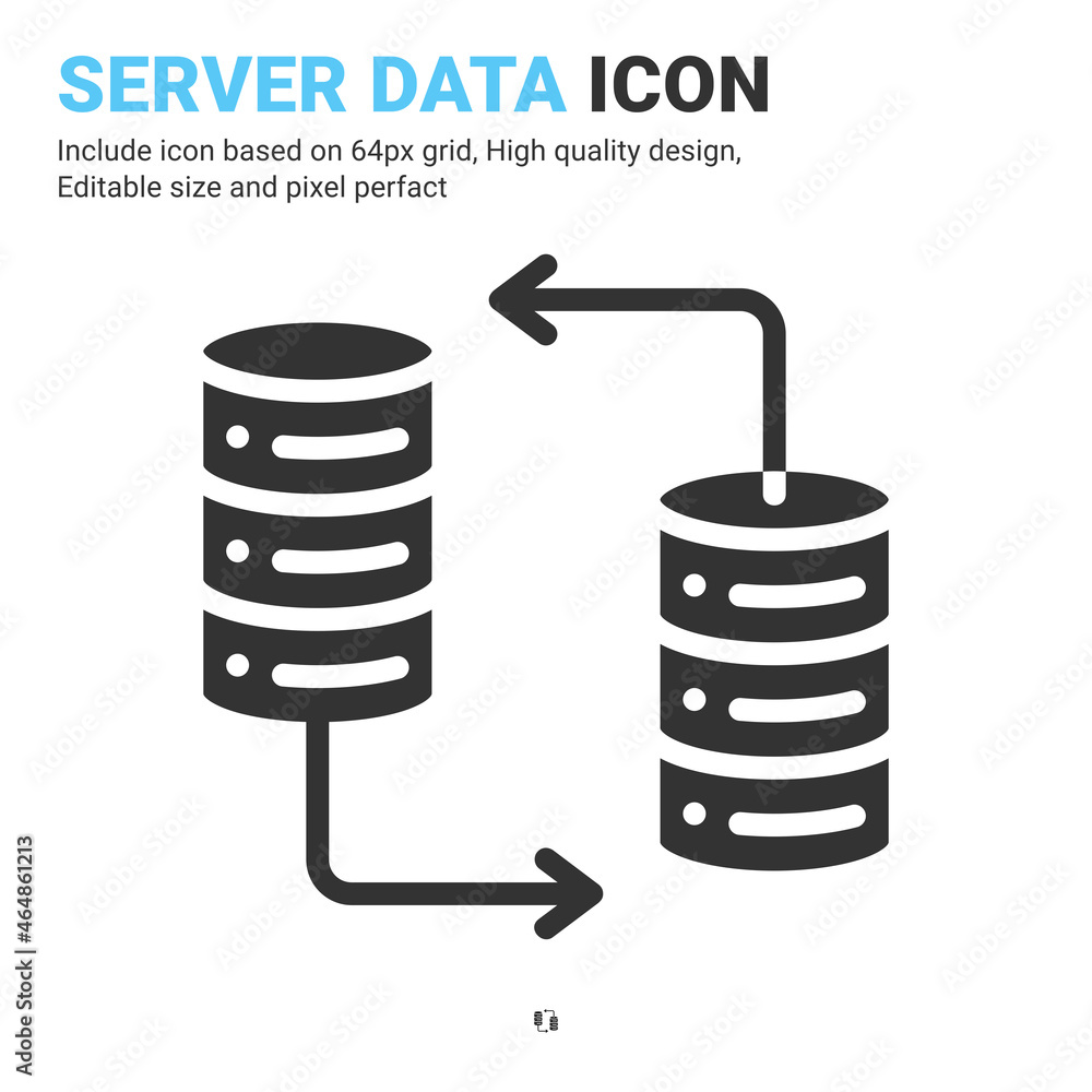 Aufkleber server data icon vector with glyph style isolated on white background. vector illustration database 