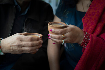 Couple drinking chai 