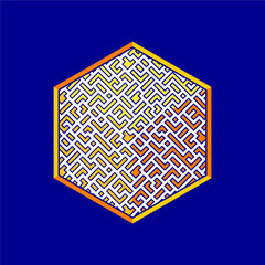 Abstract, Geometric, Hexagonal Cube Maze Technology And Digital Illustration