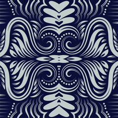 Fototapeta premium Monochrome Colored Baroque Damask Ornament Background Seamless Pattern