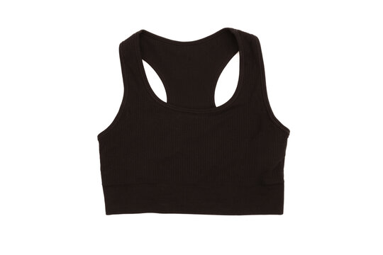 black ribbed sports bra isolated on white background  - Image