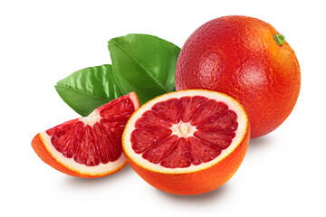 Blood red oranges isolated on white background with clipping path and full depth of field